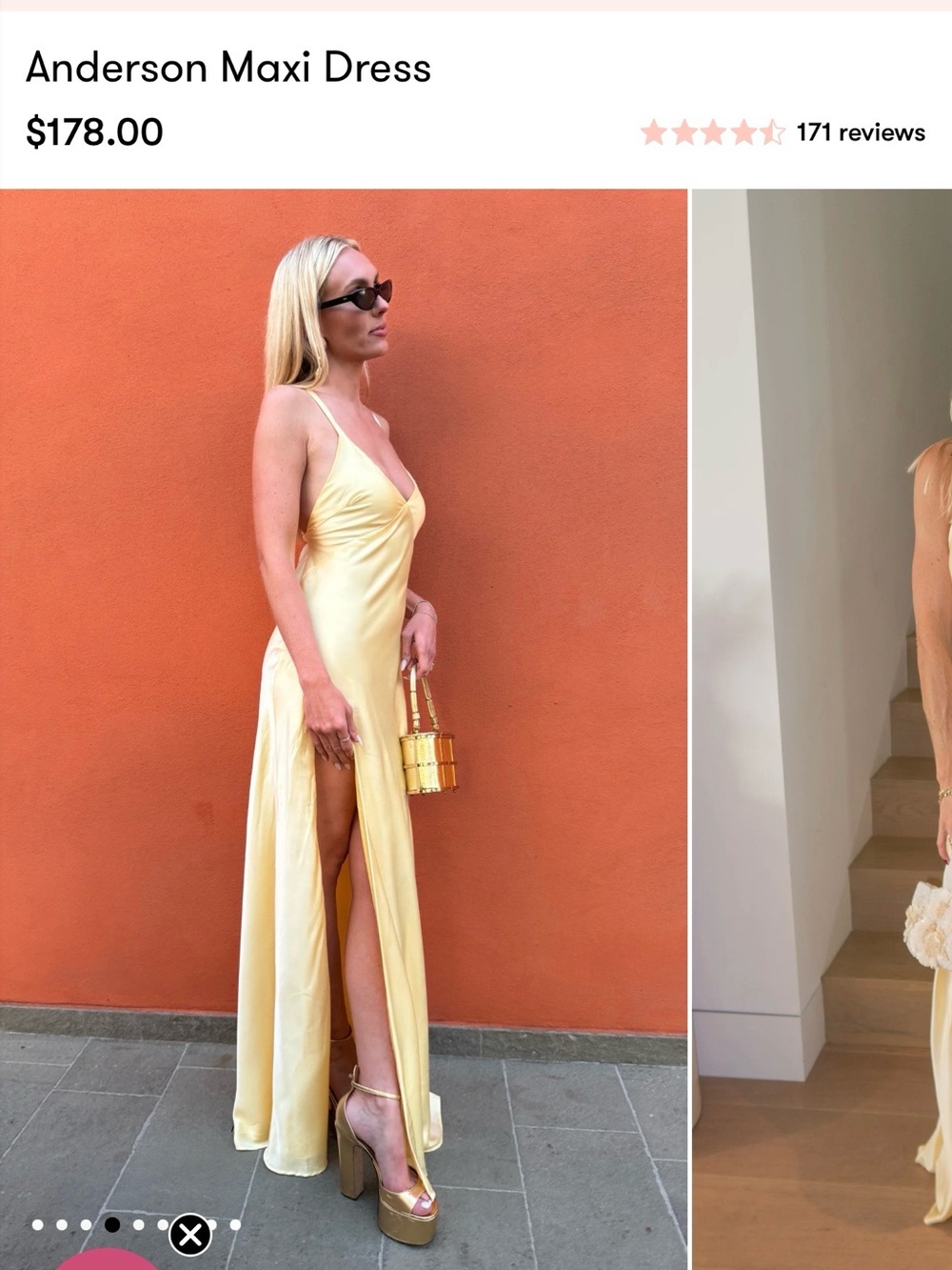 Show Me Your MuMu Pale Yellow Slip Maxi Dress with Thigh Slit